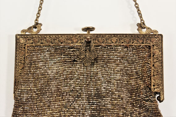 Beaded Purse Made in France, Gold Seal Brand, Wit… - image 3