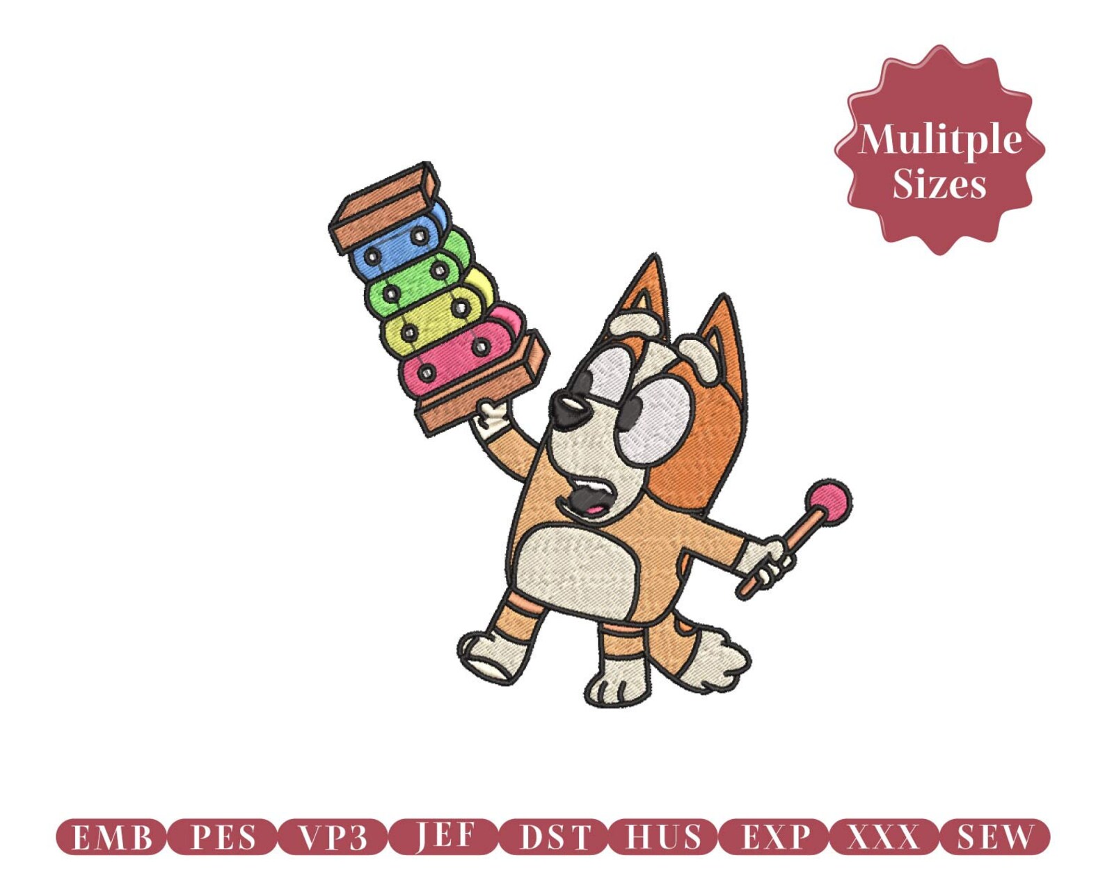 Bluey Sister Bingo Xylophone Cartoon Embroidery Design File Etsy Ireland