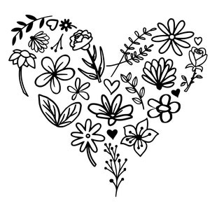 Flower heart SVG, Floral Heart SVG, Flower svg, Floral svg, Heart svg, Wildflower svg, Nature svg, Cut File Cricut, Silhouette