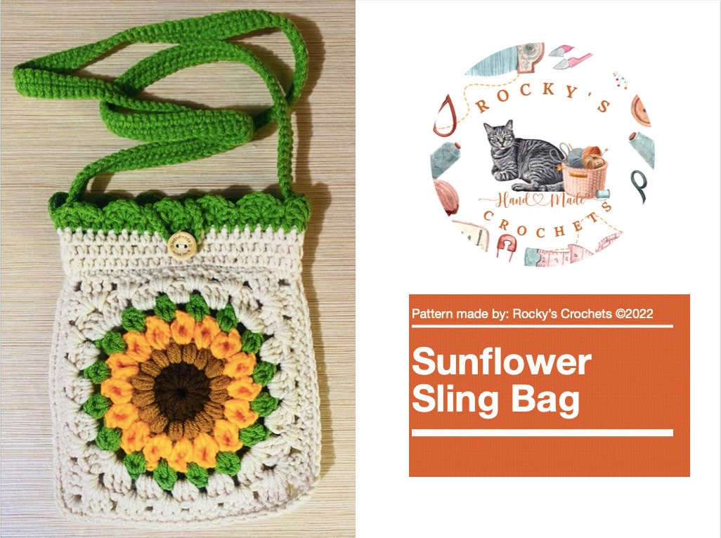 31 Crochet Sling Bags with Crossbody Bags, Tote Bags, and Keychain Styles 22 Sunflower Sling Bag