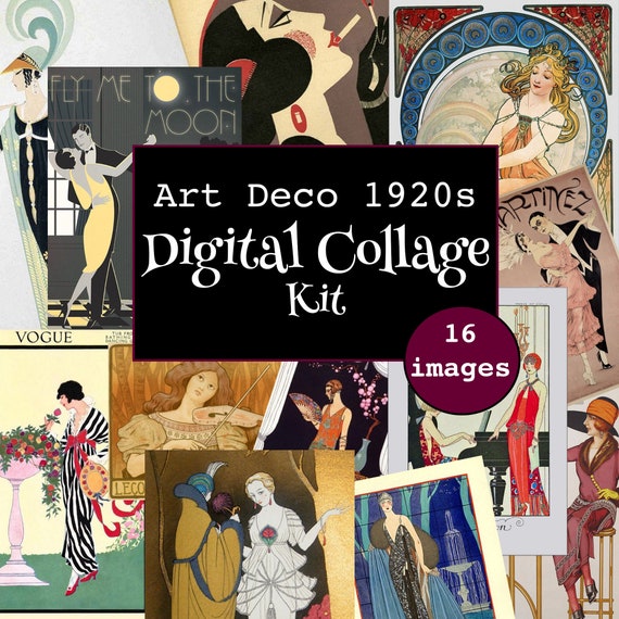 1920s Art Deco Clip Art Flapper Girl Art Deco 1920s Style Vintage