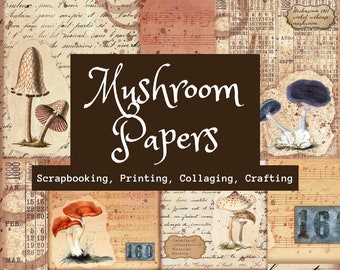 Mushroom Scrapbooking Papers - Collage Crafting Ephemera