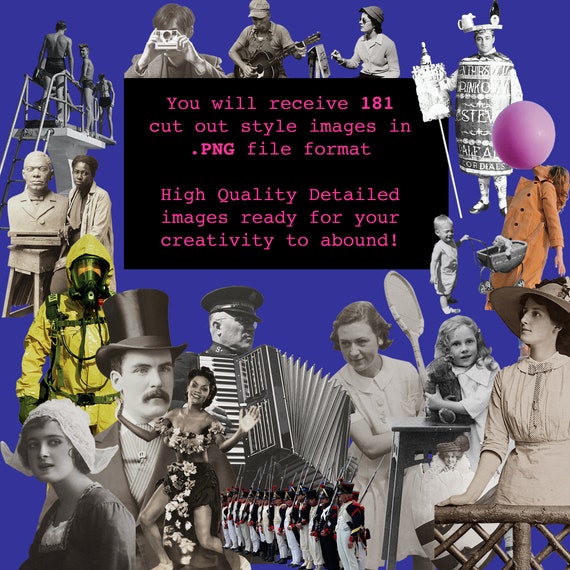 collage / デスパンダ Digital Collage Pack, Vintage People, 181 Cut Out Images