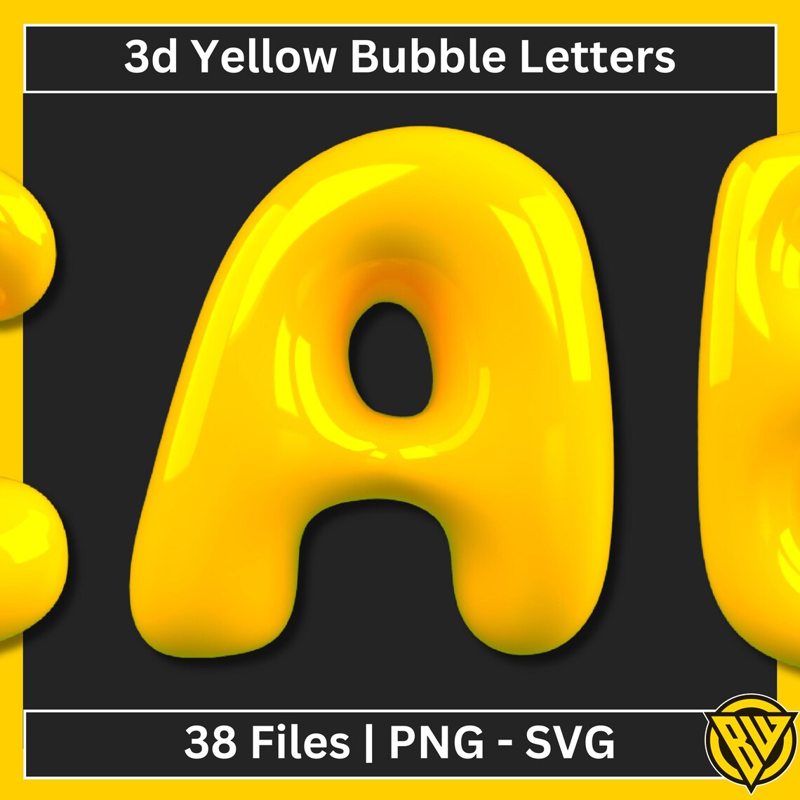 3D Yellow Bubble Alphabet Letters,digital Instant Download Graphics in ...