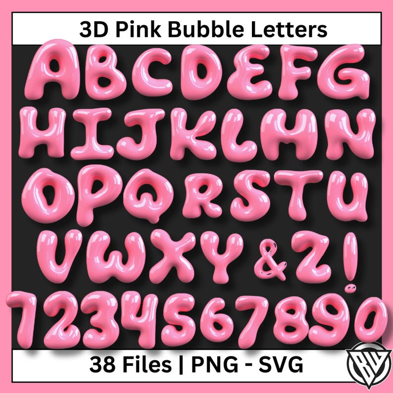 3D Pink Bubble Alphabet Letters,commercial use,Fun 3D Pink Bubble Letters perfect for digital art, t-shirt designs, crafts, and classroom decor. Includes 38 high-res SVG & PNG files ready for download. Great for DIY projects, printable letters, and creative design work. Ideal for artists, crafters, and teachers! Bubble Letters, Graffiti Font, Digital Download, SVG Letters, Clip Art Alphabet, Pink Font, DIY Craft Letters, Printable Alphabet, PNG Letters.