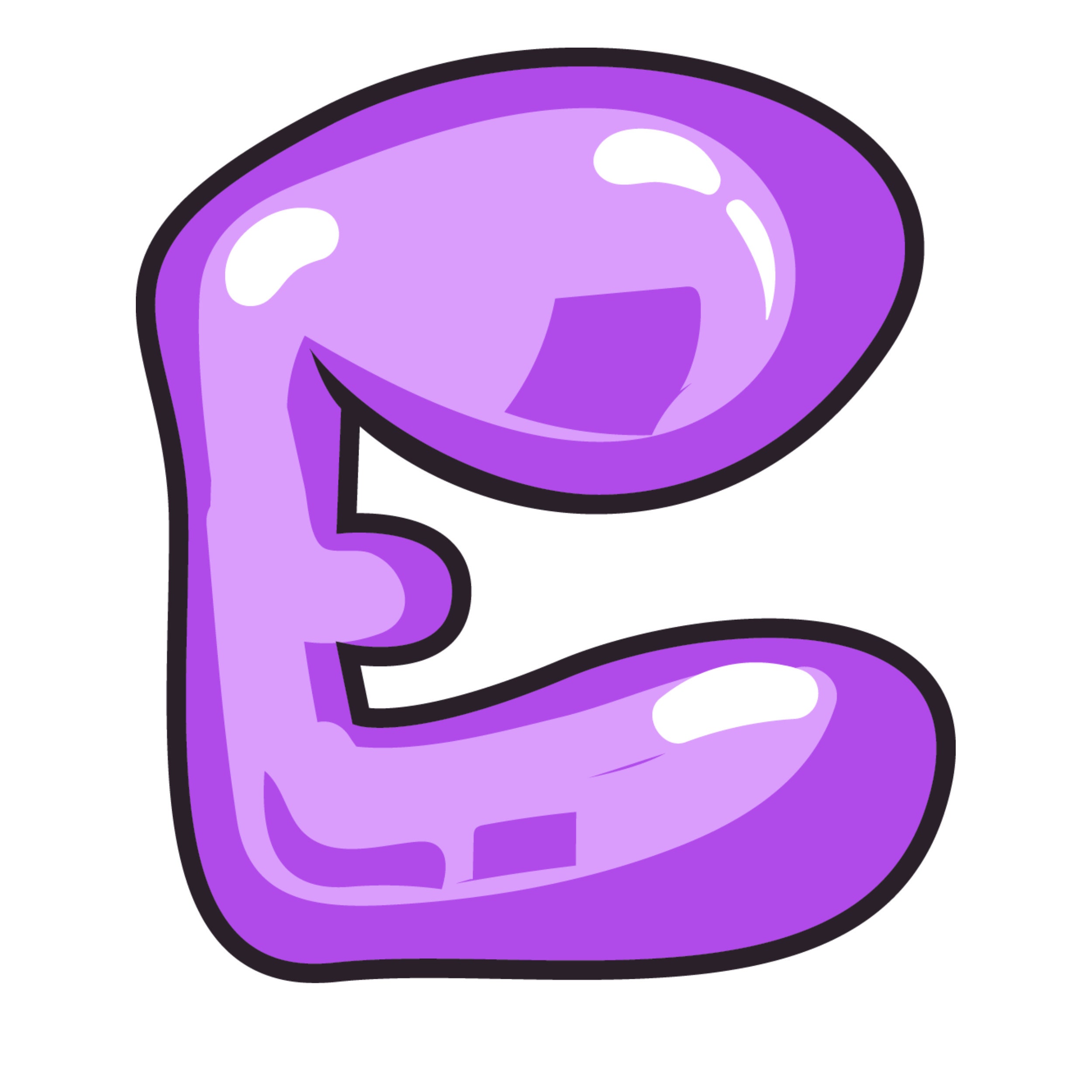 Purple letter e