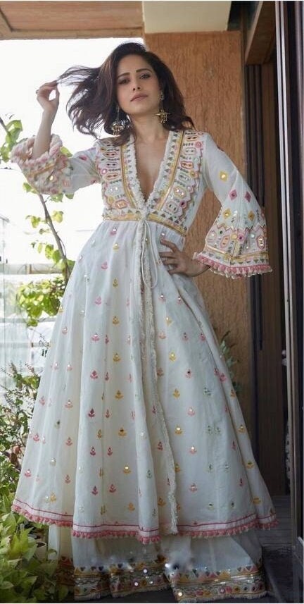 Latest mirror work top designs on dresses