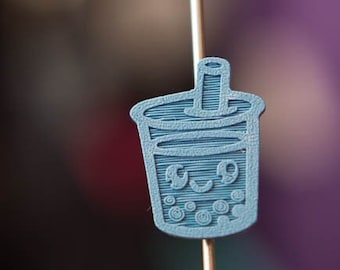 Cute Boba Tea bike spoke decoration. Fits on bicycle wheel spokes. Accessory clips on bike spokes like spoke beads. Made in USA