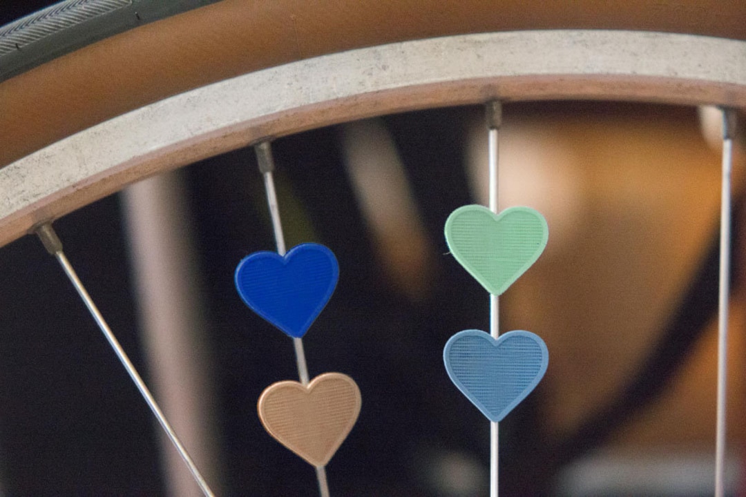 4 Pack Heart Bike Spoke Decoration for Bicycle Wheels. Colors Available