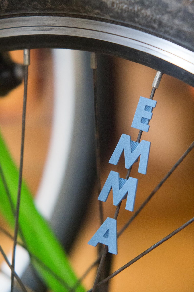 Bike Spoke Decoration Letters. 4 Letter Set. Fits on Bicycle Wheel