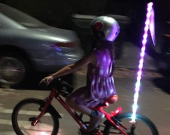 Bike Beam LED pole staff glow stick for bicycles. 7 bright colors included. Comes w/optional bike safety flag for the light. (Beta version)