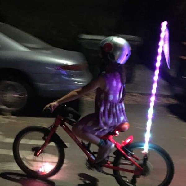 Bike Beam LED pole staff glow stick for bicycles. 7 bright colors included. Comes w/optional bike safety flag for the light. (Beta version)