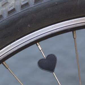 Heart spoke decoration for bicycle wheel spokes. Color options, accessory clips on bike spokes and wheelchairs like spoke beads. Made in USA immagine 8