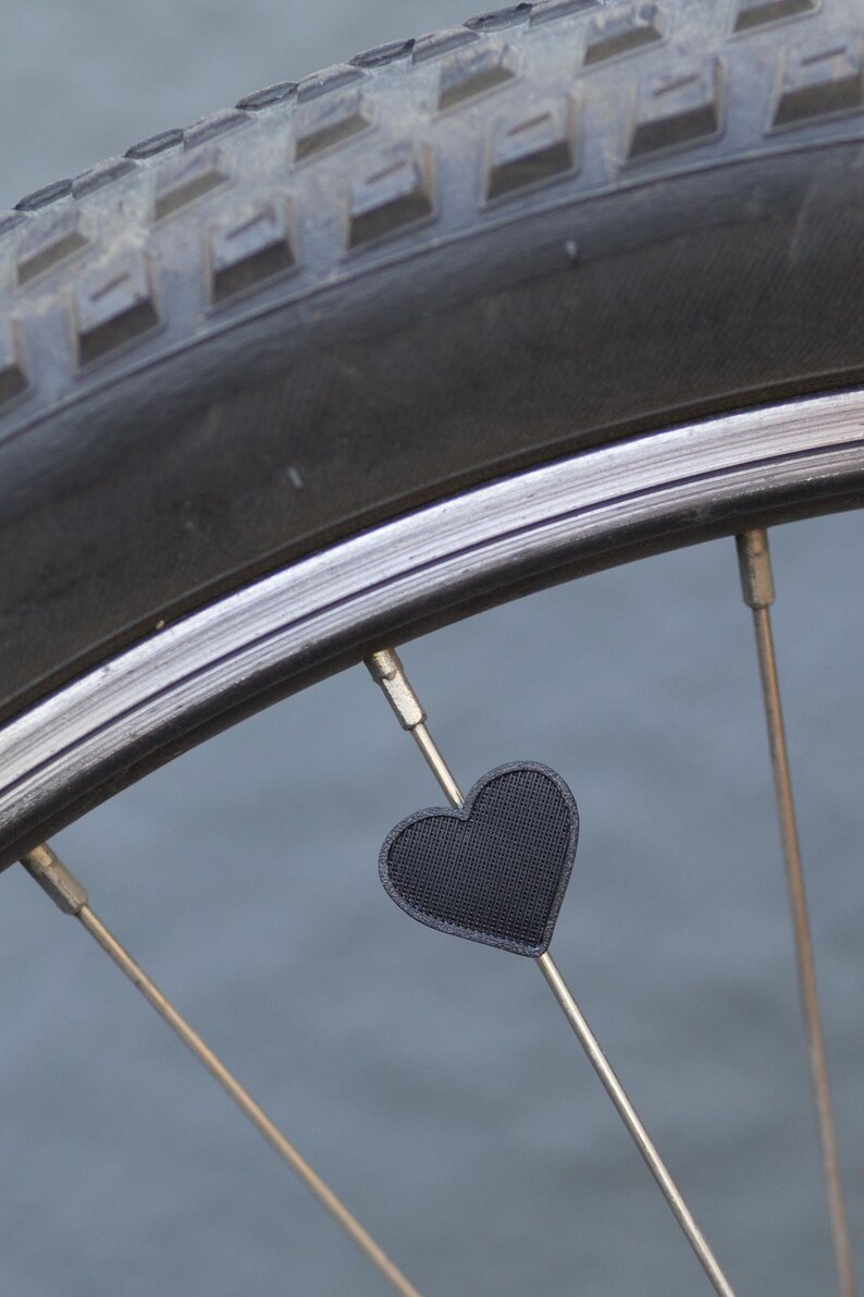 Heart spoke decoration for bicycle wheel spokes. Color options, accessory clips on bike spokes and wheelchairs like spoke beads. Made in USA immagine 8
