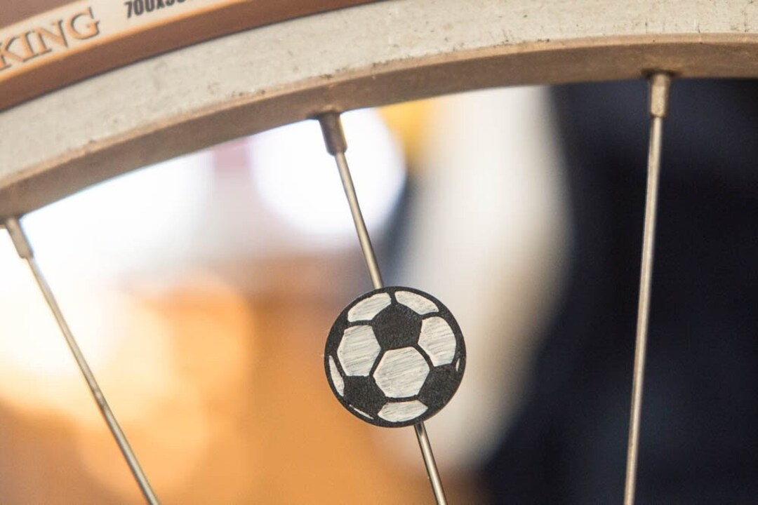 Soccer Ball Spoke Decoration for Bicycle Wheels. Accessory Clips on