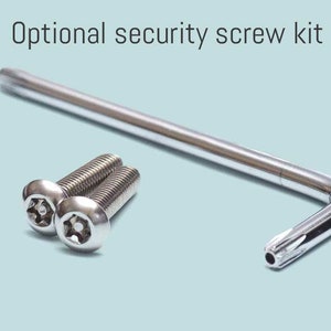 May include: A silver security screw kit with two screws and a screwdriver. The screws have a star-shaped head.