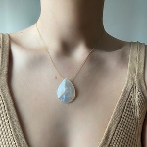 Mother of Pearl Pendant, Pearl Pendant, Sterling Silver Gemstone Pendant, Teardrop Pendant, Elegant Necklaces, Mothers Day Gift image 2