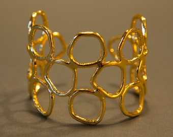 Gold Cuff Bracelet, Adjustable Bangles, Bold Statement Bracelet, Unique Bracelet For Women, Unique Design Handmade Jewelry