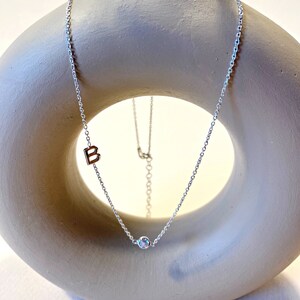 Initial Letter Necklace, Minimalist Silver Initial Necklace, Sideways Initial, Everyday Necklace, New Mom Gift, Best Gifts For Her