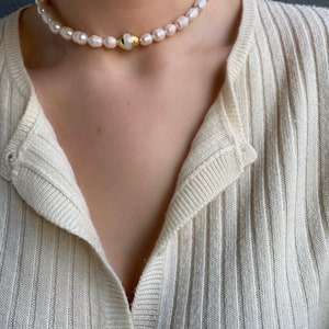 Freshwater Gold Choker Necklace, Pearl Beaded Choker, Layered Pearl Necklace, Minimalist Necklace, Dainty Pearl Necklace, Gift For Her image 7