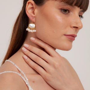 Freshwater Pearl Drop Dangle Earrings, Baroque Pearl Earrings, Statement Earrings, Bridal Pearl Earrings, Unique Handmade Jewelry Gift