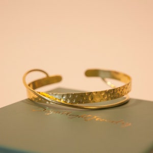 22k Gold Bangle Bracelet, Twisted Double Arm Cuff, Gold Open Cuff Bracelet, Bracelets for Women, Adjustable Bracelet, Handmade Gifts image 2