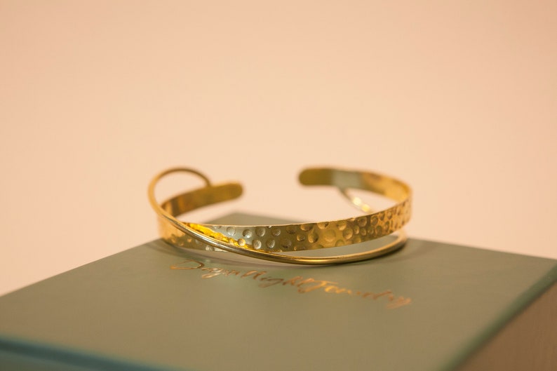 22k Gold Bangle Bracelet, Twisted Double Arm Cuff, Gold Open Cuff Bracelet, Bracelets for Women, Adjustable Bracelet, Handmade Gifts image 2