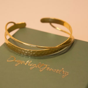 22k Gold Bangle Bracelet, Twisted Double Arm Cuff, Gold Open Cuff Bracelet, Bracelets for Women, Adjustable Bracelet, Handmade Gifts image 4