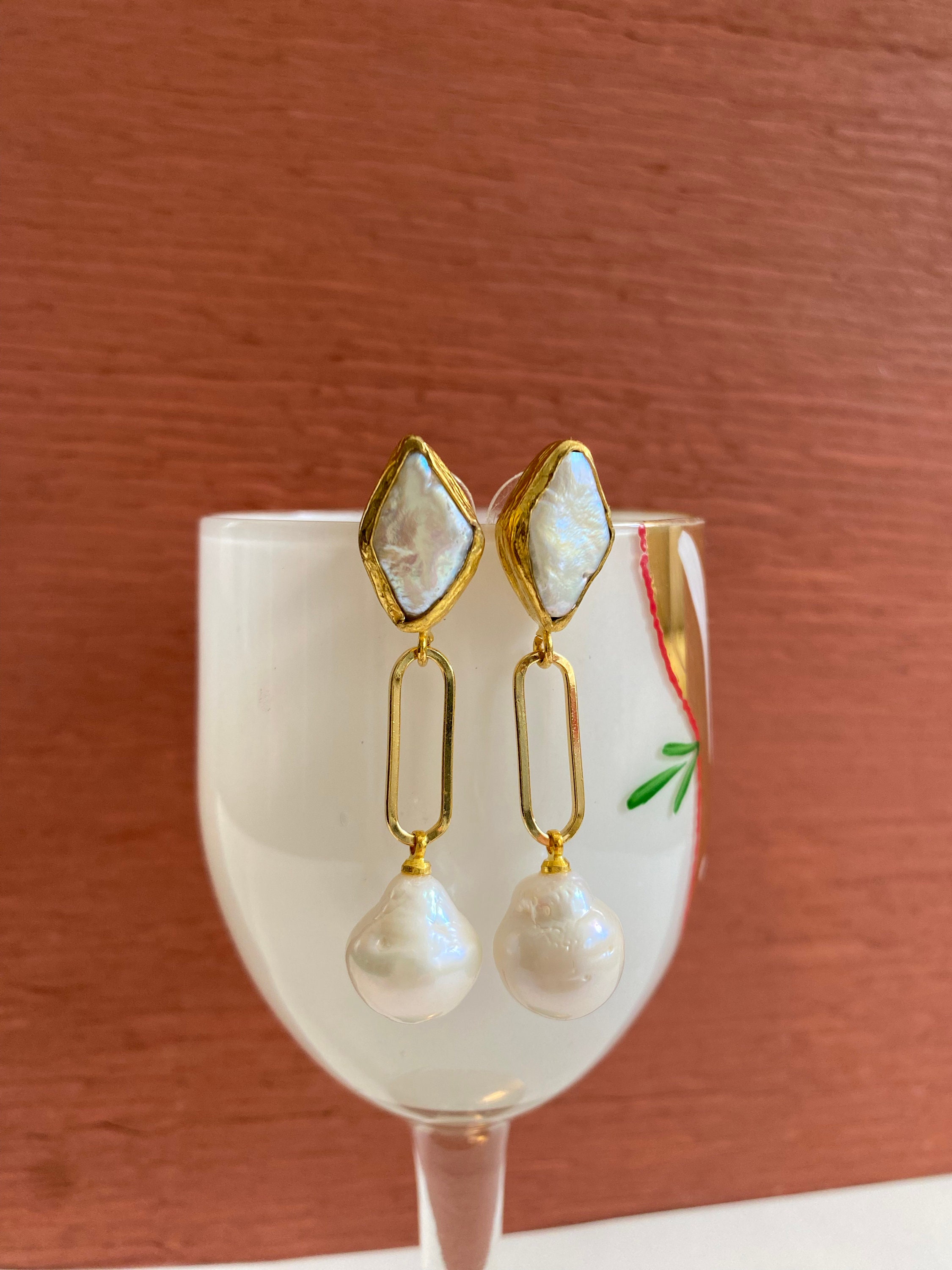 Natural Baroque Pearl Earrings, Pearl Drop Earrings, Women's Stud Earrings, Minimalist Earrings, Bridal Pearl Earrings, Statement Earrings