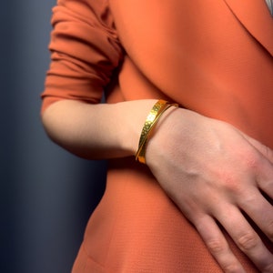 22k Gold Bangle Bracelet, Twisted Double Arm Cuff, Gold Open Cuff Bracelet, Bracelets for Women, Adjustable Bracelet, Handmade Gifts image 3