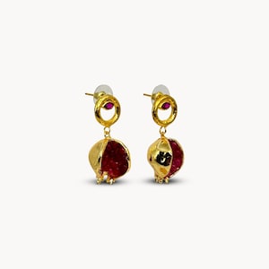Pomegranate Earrings, Pomegranate Fruit Jewelry, Dangle Earrings, Statement Earrings, Handmade Jewelry, Gift For Mom, Mother’s Day Gift