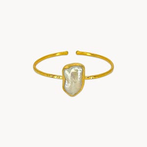 Natural Baroque Pearl Bracelet, Gold Pearl Cuff Adjustable Bracelet, Gold Pearl Bangles, Statement Bracelet, Best Gifts For Women