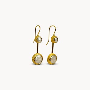 Freshwater Pearl Dangle Hook Earrings, Real Baroque Pearl Earrings, Statement Pearl Earrings, Unique Handmade Jewelry Gift For Her