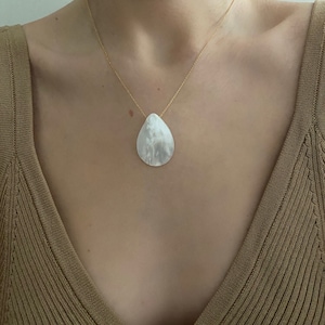 Mother of Pearl Pendant, Pearl Pendant, Sterling Silver Gemstone Pendant, Teardrop Pendant, Elegant Necklaces, Mothers Day Gift image 10