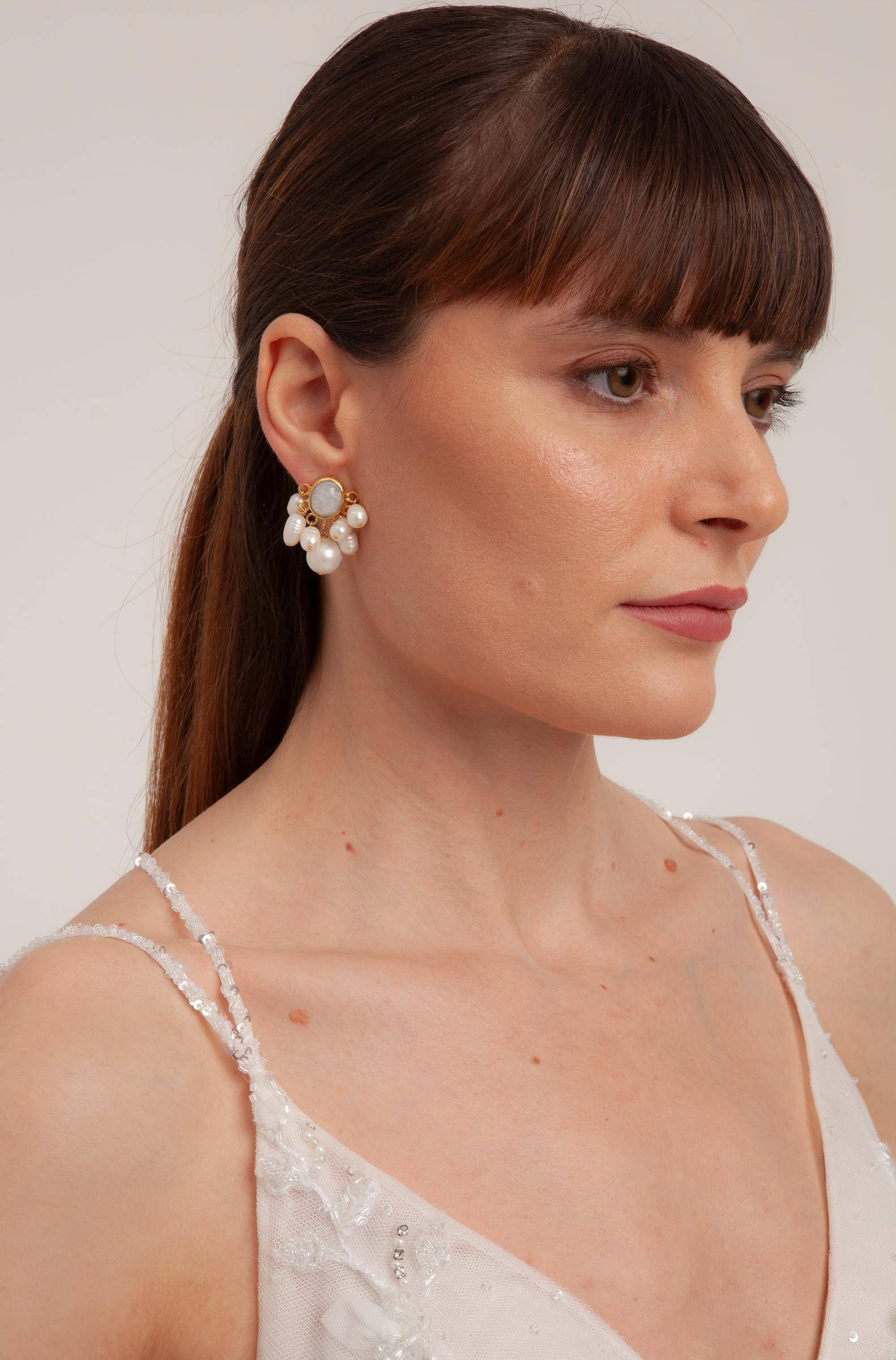 Moonstone Earrings, Freshwater Baroque Pearl Drop Dangle Earrings, Elegant Gift Earrings, Statement Pearl Earrings, Bridal Jewelry