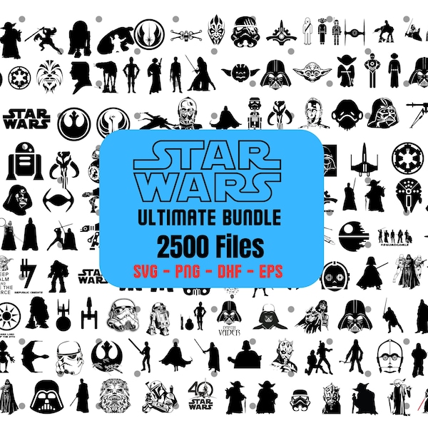 Star Wars SVG, 2500 Starwars svg Bundle, Star wars png, Darth Vader Svg, Mandalorian svg, Yoda svg, Instant Download