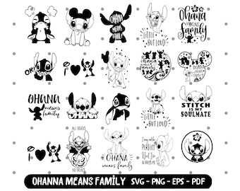 Ohana significa famiglia SVG Ohana Stitch Svg Ohana SVG Stitch Ears Svg Stitch Bundle SVG Download istantaneo
