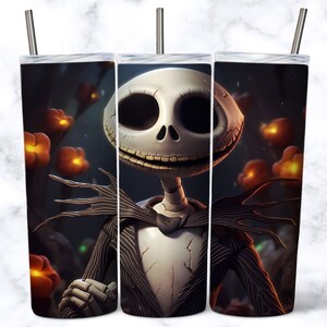 Jack Skellington 20 oz Skinny Tumbler Sublimation Design, Tumbler Wrap Design, Instant Digital Download PNG