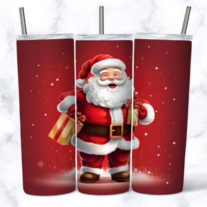Santa Christmas Tumbler Wrap, 20 Unzen Skinny Tumbler Sublimationsdesign, Tumbler Wrap Design, sofortiger digitaler Download PNG