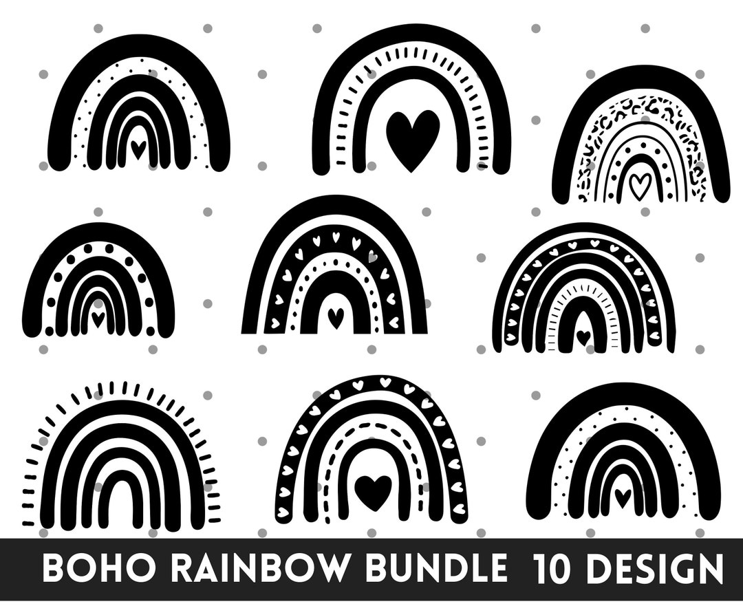 Boho Rainbow SVG, Boho Svg, Rainbow Svg, Rainbow With Heart Svg, Pastel