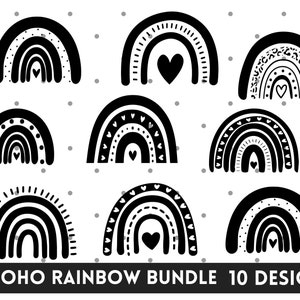 Boho Rainbow SVG, Boho Svg, Rainbow Svg, Rainbow With Heart Svg, Pastel Rainbow svg, Hand Drawn Rainbow, Download instantâneo