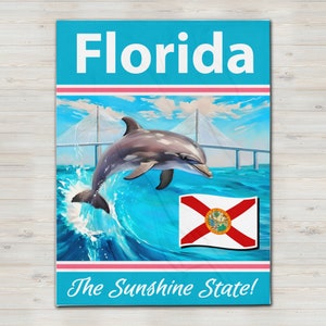 Florida Blanket 60&quot; x 80&quot; Florida The Sunshine State Blanket for Chair Blanket for Recliner Blanket for Watching TV Blanket for Sofa Blanket