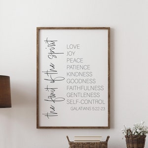 The Fruit of the Spirit | Galatians 5:22-23 | Christian Art | Scripture | Wall Decor | Bible Verse Wall Art | Home Decor | Canvas Sing