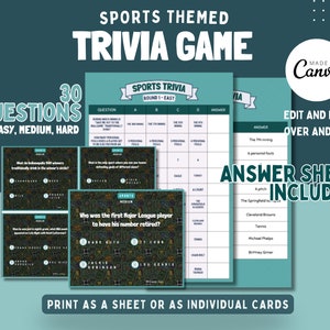 Printable Sports Trivia Games: Instant Download for Home Fun Perfect ...