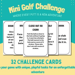 Descarga instantánea, Tarjetas de desafío de mini golf: divertido juego familiar, aventura al aire libre, juego creativo, imprimible, actividad de fiesta, juego interactivo