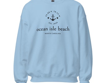 Sudadera unisex Ocean Isle Beach NC (estampado en negro)