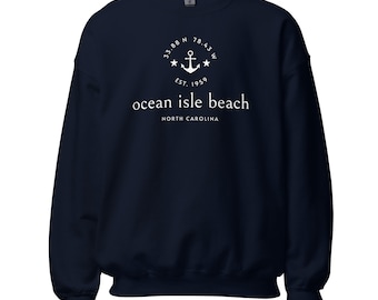 Sudadera unisex Ocean Isle Beach NC (estampado en blanco)