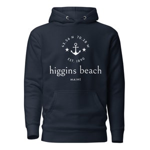 Higgins Beach Maine Unisex Hoodie (white print)