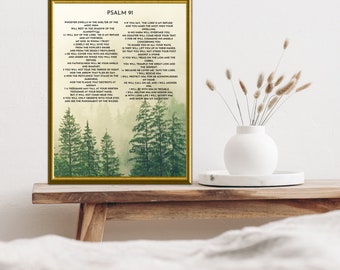 Psalm 91 Bible verse wall art Quote, Digital Scripture Print for Home Decor