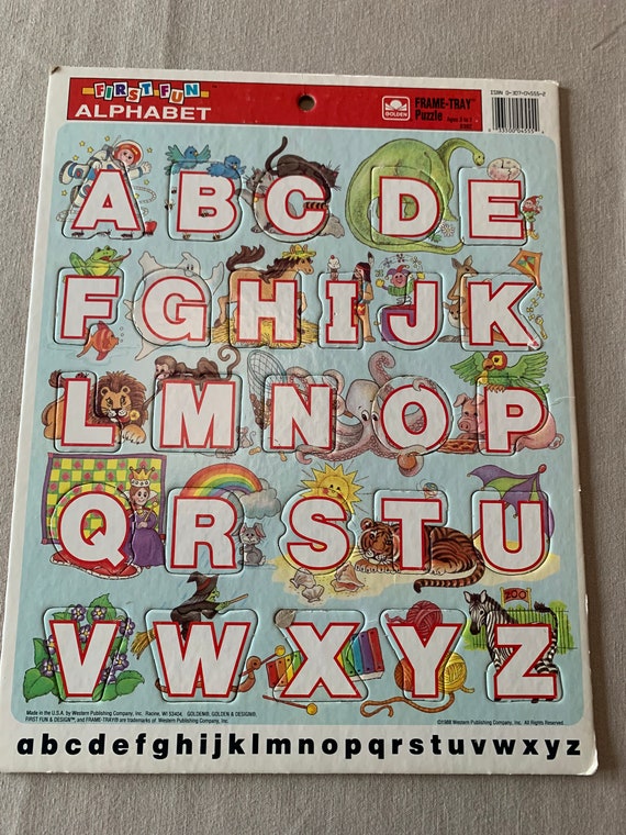 ἔἕἸEnjoyパネルシアターῠΊἐ Vintage 1988 Golden Alphabet Frame Tray Puzzle #8302 - Etsy